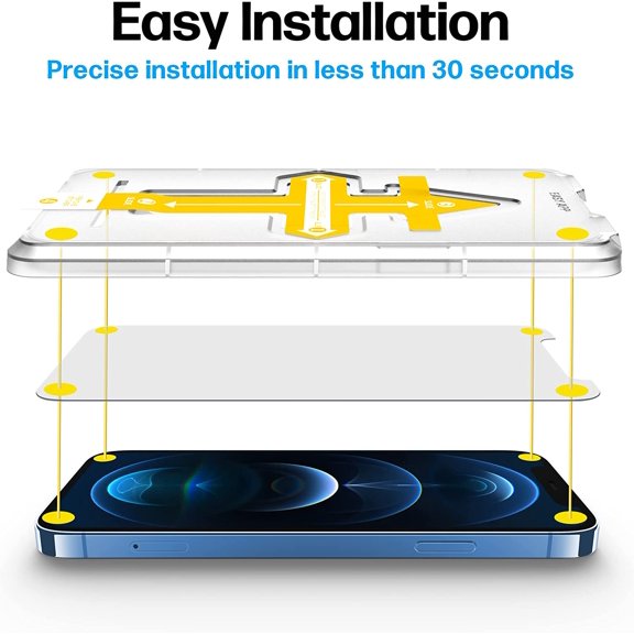 UYWGF-Designed for iPhone 12 Pro Max Screen Protector Tempered Glass [9H Hardness], Easy Install Kit, 99% HD Bubble Free Clear, Case Friendly, Anti-Scratch, 2 Pack
