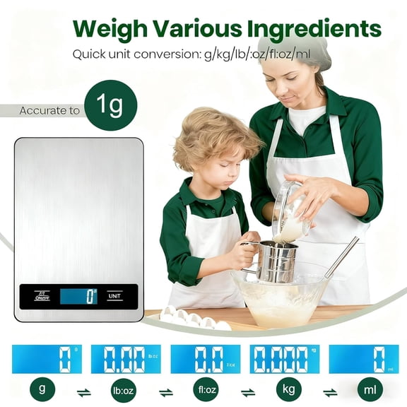 UYWGF-Digital Pet & Kitchen Scale 15kg/33lb, Stainless Steel Platform Food Scale with High Precision 1g/0.04oz, Gram Ounces Conversion, LCD Display, Easy Clean for Cooking Baking Shipping & Pet Weigh