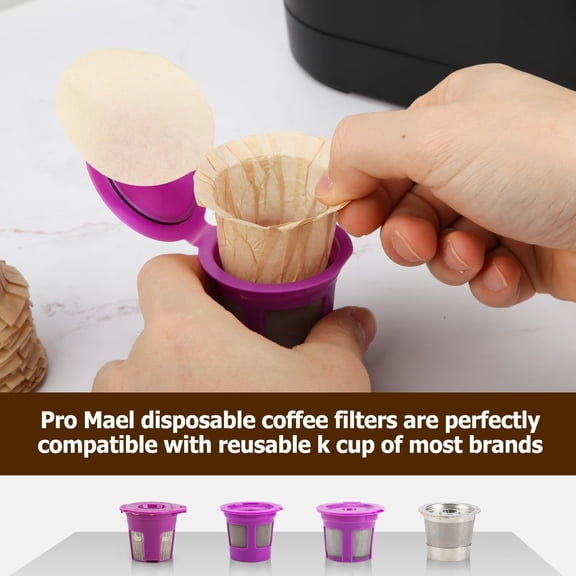 UYWGF-Disposable Coffee Filters Paper with Lid for Keurig Brewers Single Serve 1.0 and 2.0 Reusable K Cup Pods, Natural (200 Count)