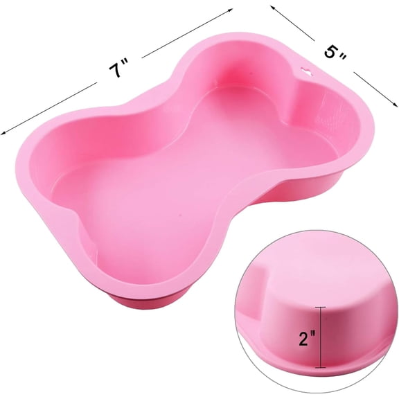 UYWGF-Dog Bone Cake Pan Silicone Bone Shape Cake Mold with Decorating Pen (Pink, 7")