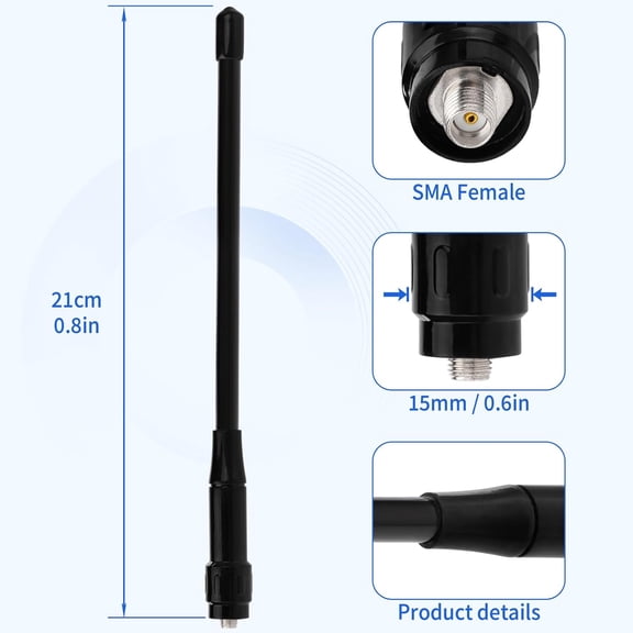 UYWGF-Dual Band VHF UHF Radio Antenna 136-174/400-470MHz SMA Female Fiberglass Antenna for Baofeng UV-5R Retevis RT-5R Aliunce HD1 Arcshell AR-5 Two Way Radio