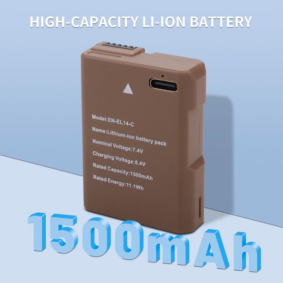 UYWGF-EN-EL14 EN-EL14a Battery 1500mAh with USB-C Fast Charging Cable for Nikon D3100 D3200 D3300 D3400 D3500 D5100 D5200 D5300 D5500 D5600 DF Coolpix P7000 P7100 P7700 P7800 Cameras