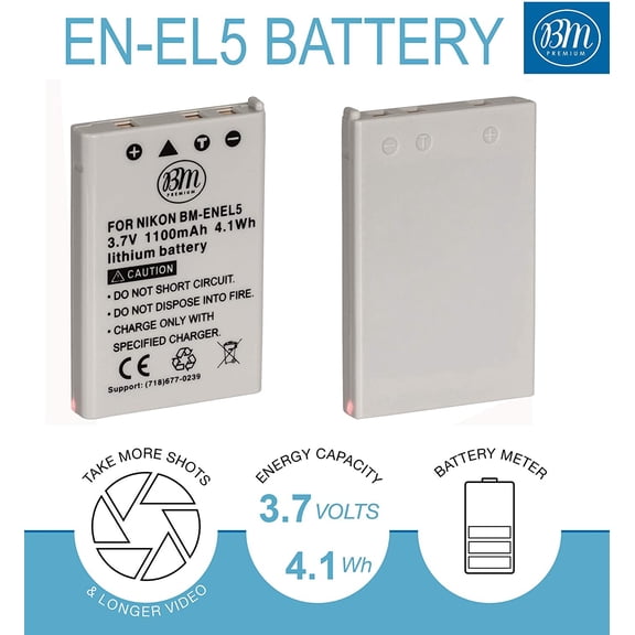 UYWGF-EN-EL5 Battery for Nikon Coolpix P80, P90, P100, P500, P510, P520, P530 Digital Camera