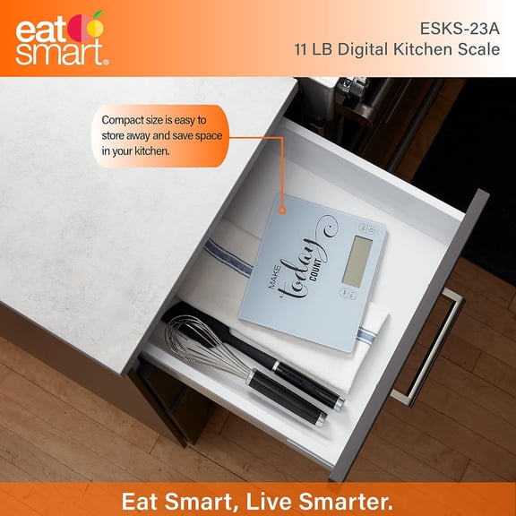 UYWGF-Eat Smart Eat Smart 11lb Food Kitchen Glass Scale with Inspirational Message