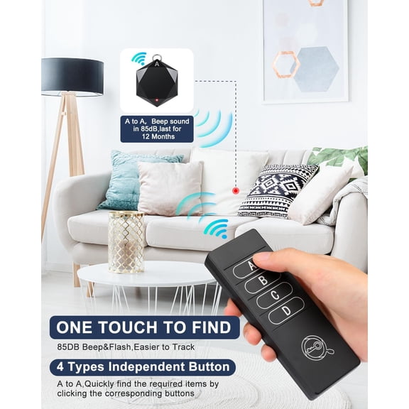 UYWGF-Elecpow Key Finder Locator with Sound,85 dB+Rf Remote Finder with 164ft.Wireless TV Remote Control Finder for Keys Wallet Remote Control Pet Phone,Key Chain Remote Tracker 4 with Receivers