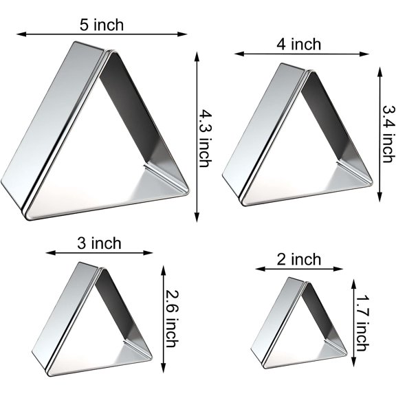 UYWGF-Equilateral Triangle Cookie Cutter Set Large - 5 Inch, 4 Inch, 3 Inch, 2 Inch - Geometric Frame Plaque Cookie Cutters Shapes Molds - Stainless Steel