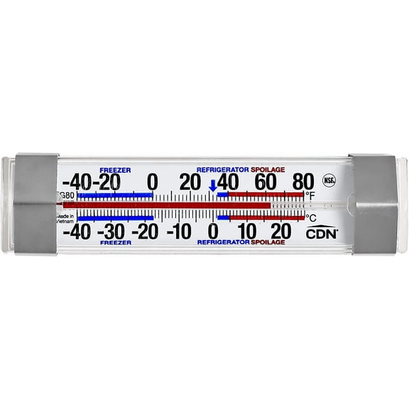 UYWGF-FG80 Refrigerator/Freezer Thermometer | NSF Certified | Dual Scale -40 to 80F | Ideal for Fridge & Freezer Monitoring | Stainless Clips | Durable Design | FG80