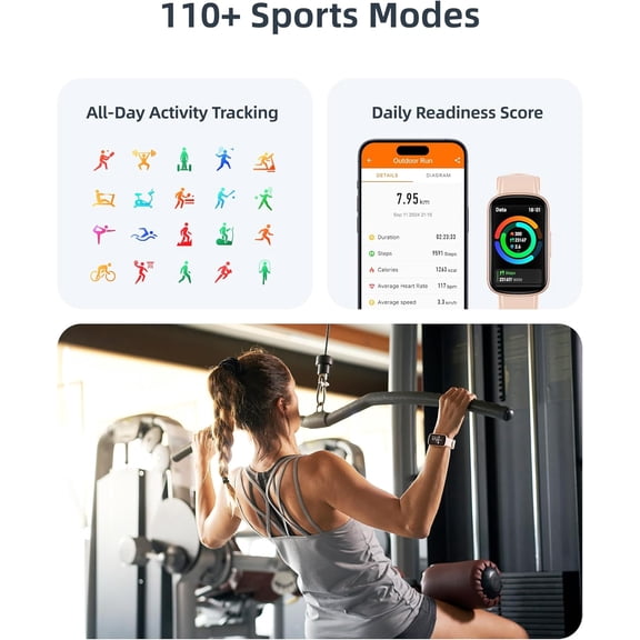 UYWGF-Fitness Tracker with Step Counter/Calories/Stopwatch, Health Activity Tracker with Heart Rate Sleep Monitor, IP68 Waterproof Smart Watch 110+ Sport Modes Pedometer Watch for Women, Rose Gold