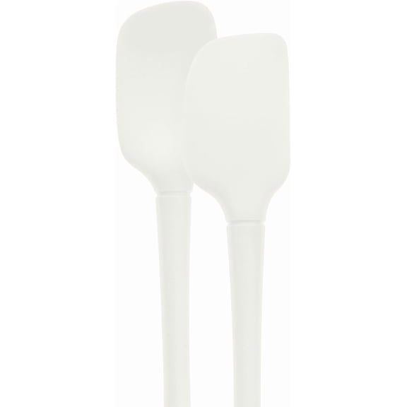 UYWGF-Flex Core Mini Silicone Spatula Spoonula Set of 2 for Cast Iron Non Stick Cooking & Baking, Dishwasher Safe Spatula & Spoonula All Silicone Heat Resistant BPA Free Kitchen Utensil, White
