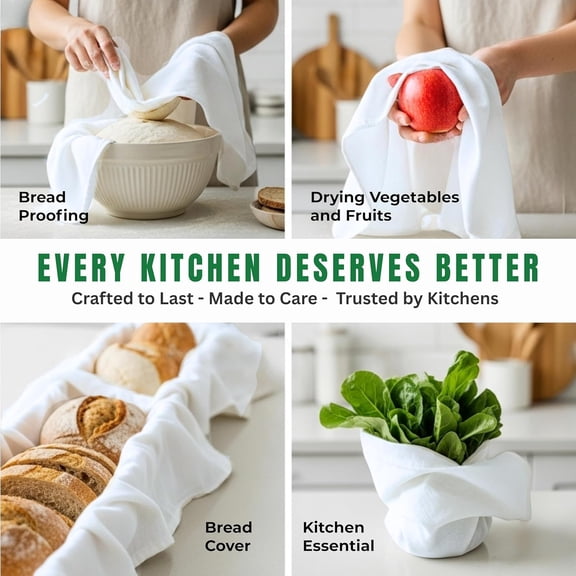 UYWGF-Flour Sack Towels| Tea Towel for Crafts| Kitchen Dish Cotton Blank Towel for Embroidery|Baking Bread Proofing Linen Cover| Thick Absorbent Quick Dry| 3 Pack 18"x28" White