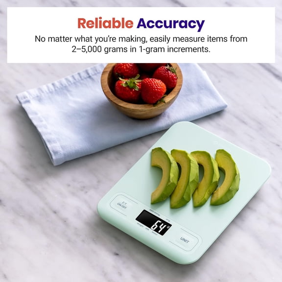 UYWGF-Food Kitchen Scale, Digital Grams and Ounces for Weight Loss, Baking, Cooking, Keto and Meal Prep, LCD Display, Medium, Green