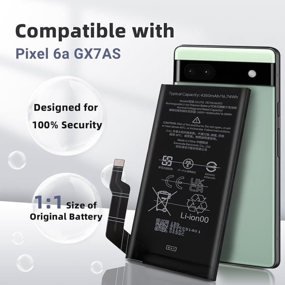 UYWGF-GLU7G Replacement Battery for Google Pixel 6a GX7AS GB62Z G1AZG with Specialized Toolkit.