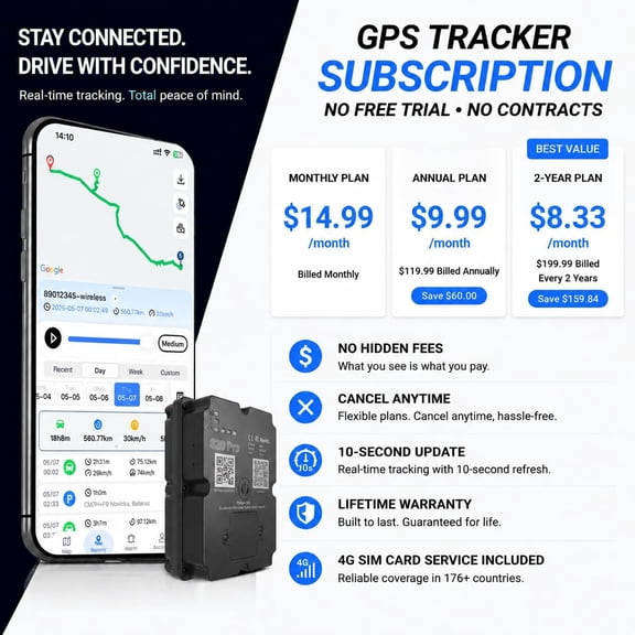 UYWGF-GPS Tracker for Vehicles Real Time Car Tracking Device 7-Month Battery Strong Magnetic Mount Anti Theft Locator Full North America Coverage with App Subscription Required Cancel Anytime