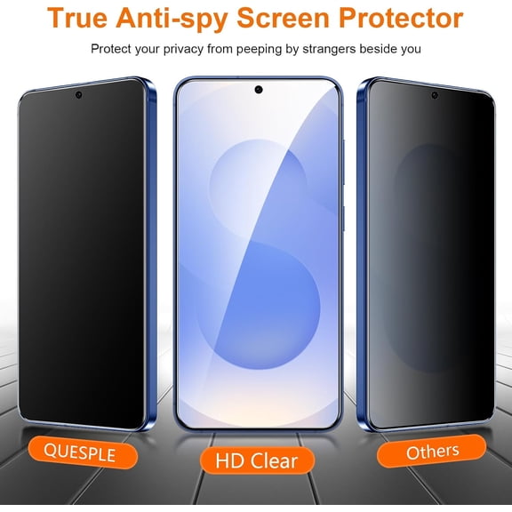 UYWGF-Galaxy S25 Plus Privacy Screen Protector, 2 Pack Shatterproof Premium Tempered Glass Film for Samsung Galaxy S25 Plus 5G Privacy Screen Protector/ 3D Curved/Easy Installation/Case-Friendly