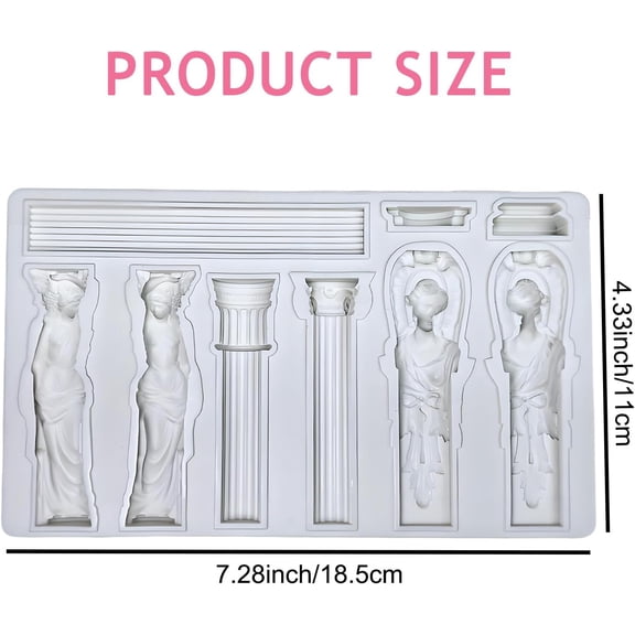 UYWGF-Greek Column Silicone Mold Set, Classical Architecture Sculpture Molds, Roman Pillars and Goddess Design for Cake Decoration, Resin Crafts