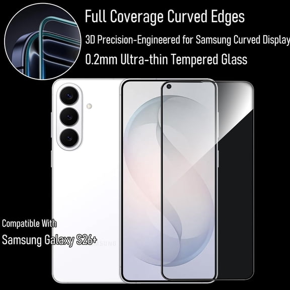 UYWGF-HD Clear Phone Screen Protector of High Definition Tempered Glass, Unbreak Military-Grade Shatterproof, 3D Curved Edge Full Coverage, Sensitive, Anti-Fingerprint, Bubble Free with Easy Aligned