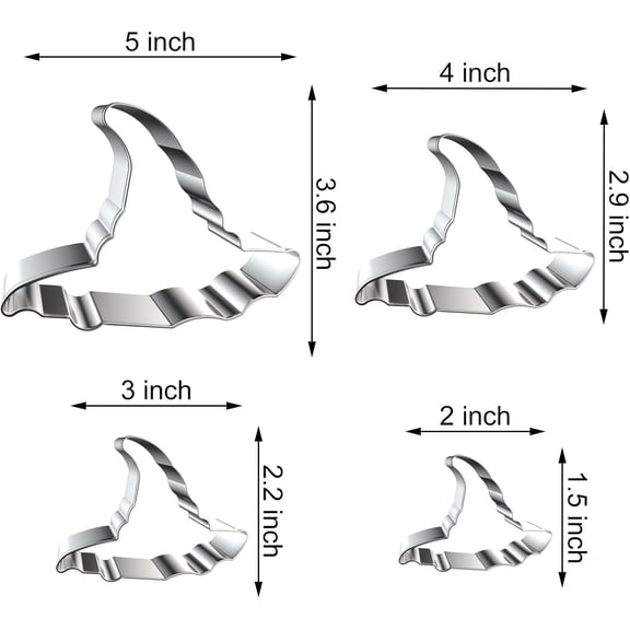 UYWGF-Halloween Witch Hat Cookie Cutter Set - 5", 4", 3", 2" - 4 Piece - Stainless Steel