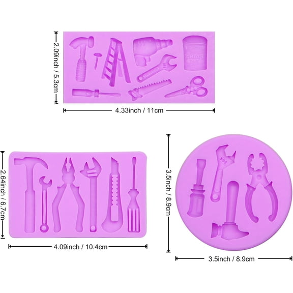 UYWGF-Hand Hardware Tools Fondant Molds for Chocolate Mini Pliers Construction Tools Cake Decorating Silicone Molds 3 Pcs for Cookies, Marzipan, Candy, Chewing Gum, Clay Resin, Soap