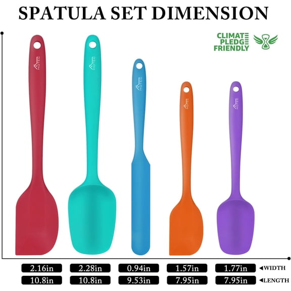UYWGF-Heat Resistant 600 Food Grade Silicone Rubber Spatula Set for Baking, Cooking, and Mixing Non Stick Dishwasher Safe BPA-Free Multicolor Set of 5