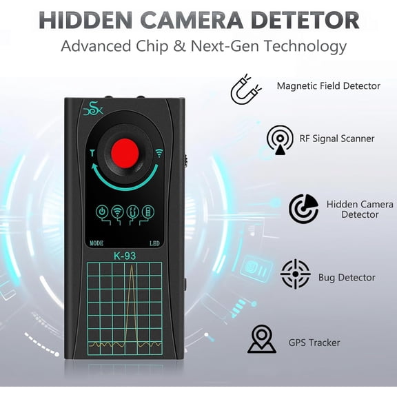 UYWGF-Hidden Spy Camera Detector, 2025 Upgraded GPS Tracker Detector, RF Signal & Bug Sweeper Detector, Smart Anti-Spy Device for Travel, Hotel, Bathroom & Car Security