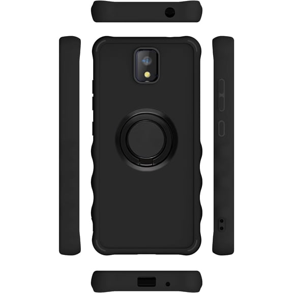 UYWGF-HotPepper Panca Case Compatible for Hot Pepper Panca Tepin Phone Case L63A Cover [with Tempered Glass Screen Protector][ 2MM Thickening Super Protection][Ring Support] Black