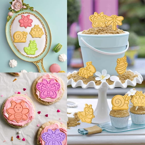 UYWGF-Insect Cookie Cutters Set, 8 Pcs Cookie Cutter with Plunger Stamps, Cute Cookie Cutters for DIY Biscuit Snacks Cheese Baking