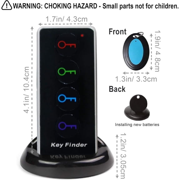 UYWGF-Key Finder with 100dB Loud Sound & 4 Receivers - Remote Finder Locator for Keys, Wallet, TV Remote, Pets, 131ft Range, No Phone or App Needed, Waterproof Anti-Loss Tracking Device