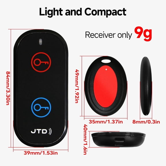 UYWGF-Key Finder Locator with Sound, Remote Finder - 2 Receivers, 1 Car Tracker Keychain,85dB Loud, 131ft Range Tracker for Keys, Wallet, Pet,TV Remote Control - No App Needed Item Finder for Home