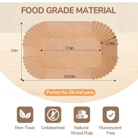 UYWGF-Loaf Pan Liners,2lb Loaf Pan Liners for Baking Bread 9x5, Loaf Pans Parchment Liners,150pcs Non-Stick Parchment Paper for Loaf Pans,Loaf Liners for Baking,Inner Dimensions are 7.5 x 3.5 inches