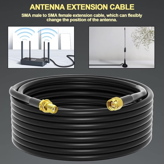 UYWGF-Low-Loss Coaxial Extension Cable 35Ft RG58 SMA Female to SMA Male Extension RF Coaxial Cable Connector and Two-Way Radio Applications Pure Copper 50 ohm RF Jumper Cable