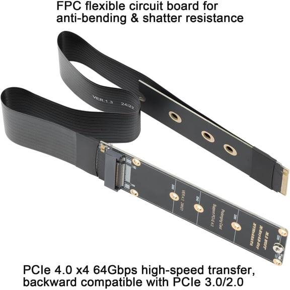 UYWGF-M.2 NVME to PCIe 4.0 x4 64Gbps, NVMe Extender Supports M.2 NGFF M-Key NVME B-Key SATA M.2 NGFF SSD 2230 2242 2260 2280 (30cm/11.8inch)