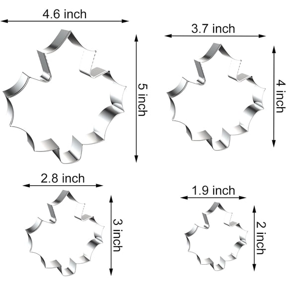 UYWGF-Maple Leaf Cookie Cutter Set Large - 5 Inch, 4 Inch, 3 Inch, 2 Inch - Fall Leaves Autumn Cookie Cutters Shapes Fondant Molds for Baking - Stainless Steel