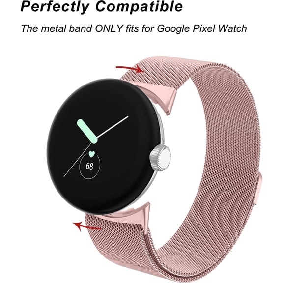 UYWGF-Metal Band Compatible with Google Pixel Watch Bands for Women Men, Stainless Steel Mesh Loop Adjustable Wristband Replacement Strap for Google Pixel Watch 1/2 / 3 41mm Band