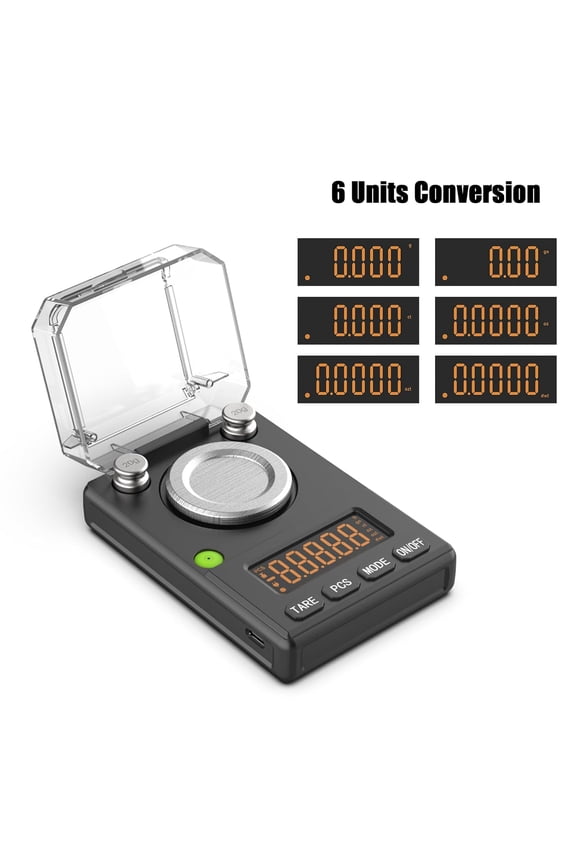 -Milligram Scale 100g x 0.001g, MG Powder Scale with Selectable Auto Off, Built-in Bubble Level, 20g Calibration Weight Included, USB/Battery