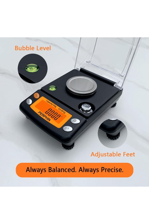-Milligram Scale, Dual Powered, Large Display, mg Scale, Adjustable Feet, 50g x 0.001g -Black, Digital Powder Scale, Level Bubble, Accurate and Sensitive