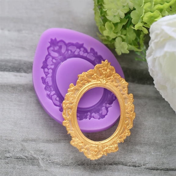 UYWGF-Mirror Frame Silicone Mold Fondant Sugarcraft Cake Decorating Tools Chocolate Candy Mold-Small