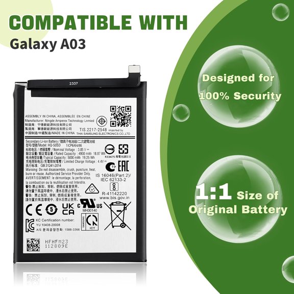 UYWGF-New HQ-50SD Rechargeable Battery Compatible with Galaxy A03 with Upgraded Repair Tools Kit