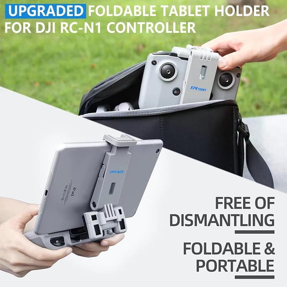 UYWGF-No Disassembly Tablet Holder for DJI Lito 1/ X1/Flip/Neo/Mini 4K/ Air 3/ Mini 5/4/ 3 Pro, 7-12 Inch Foldable iPad Mount Holder Pack of Lanyard and 2 Cables, Fits DJI RC-N1/N2/N3 Accessories
