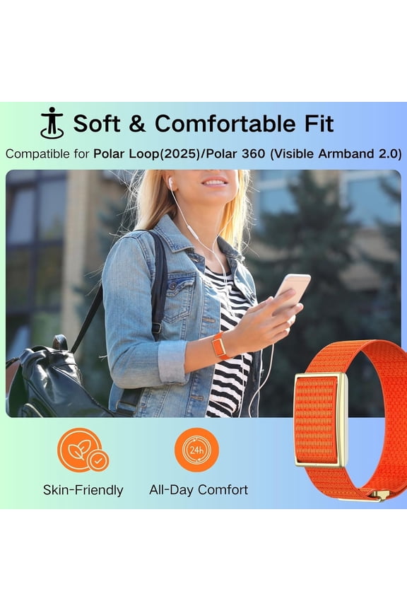 -Nylon Bands Compatible for Polar Loop (2025) / Visible Armband 2.0 Straps, Hook & Loop Soft Weave Stretchy Breathable Replacement Sport Wristbands with Buckle, Fitness Bracelets, No Tracker