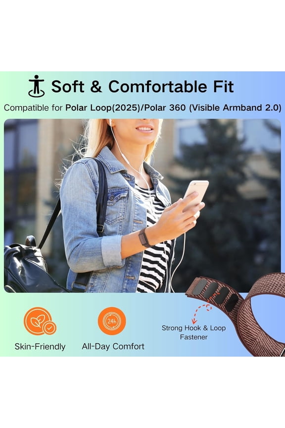 -Nylon Bands Compatible for Polar Loop (2025) / Visible Armband 2.0 Straps, Hook & Loop Soft Weave Stretchy Breathable Replacement Sport Wristbands with Buckle, Fitness Bracelets, No Tracker