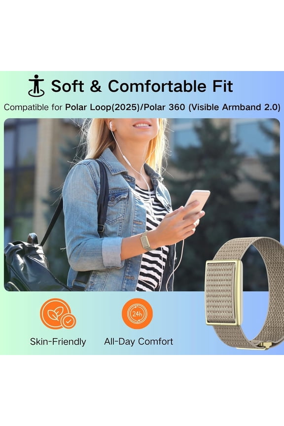 -Nylon Bands Compatible for Polar Loop (2025) / Visible Armband 2.0 Straps, Hook & Loop Soft Weave Stretchy Breathable Replacement Sport Wristbands with Buckle, Fitness Bracelets, No Tracker