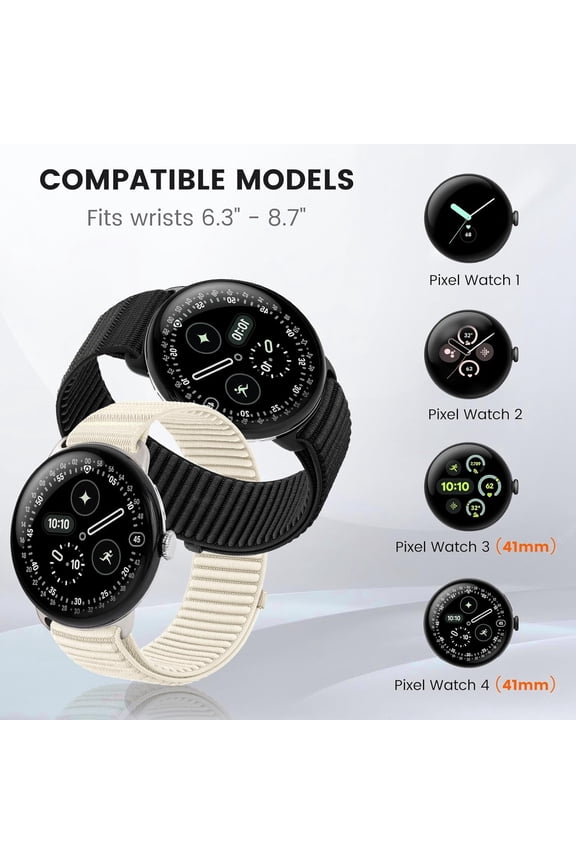 -Nylon Loop Sport Bands Compatible with Google Pixel Watch 4/3/2/1 45mm 41mm Band, Upgraded All-Steel Connector, Soft Breathable Braided Replacement Straps for Women Men