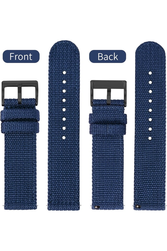 -Nylon Watch Strap 20mm - Quick Release Watch Band Soft Black - Canvas Military Wtach Bands for Men Ladies for Smart watch Bracelet Replacement with Clasp - 18mm, 20mm, 22mm 24mm
