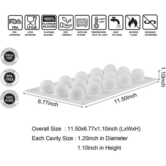 UYWGF-OCPO KITCHEN Mini Truffles Silicone Mold for Baking Candy, Chocolate, Cake Decoration Mold, Non-Stick & Easy Release, 3D Mini Ball Shape (15-Cavity)
