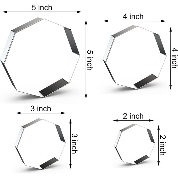 UYWGF-Octagon Cookie Cutter Set for Baking - 5 Inch, 4 Inch, 3 Inch, 2 Inch - Geometric Polygon Frame Plaque Cookie Cutters Shapes Molds - Stainless Steel
