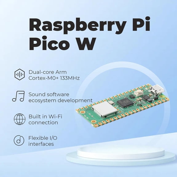 UYWGF-Pi Pico W Dual-core Arm Cortex-M0+ 133MHz RPI Pico W Built-in WiFi,Supports 2.4/5 GHZ Wi-Fi 2MB BLE
