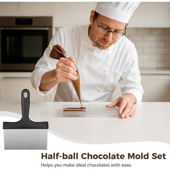 UYWGF-Polycarbonate Chocolate Molds, Chocolate Candy Mold with Chocolate Scraper, Long Stick Chocolate Mold, Transparent Plastic Candy Molds with 8 Cavities, Ideal for DIY Baking Projects (C)