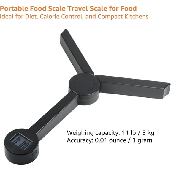 UYWGF-Portable Food Scale Travel Scale for Food, Small Folding Digital Kitchen Scale for Food, Collapsible Mini Pocket Scale Grams and Ounces, Ideal for Diet Calorie Control Compact Kitchen, Tripod B