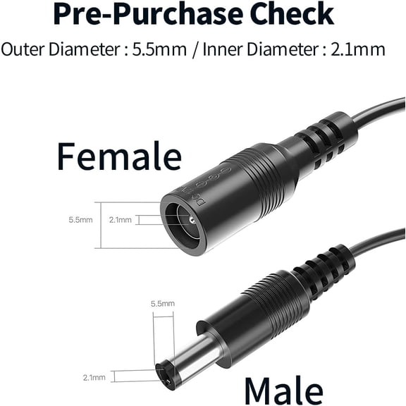UYWGF-Power Extension Cable 33ft 10M 2.1mm x 5.5mm Compatible with 12V DC Adapter Cord for CCTV Security Camera IP Camera Standalone DVR