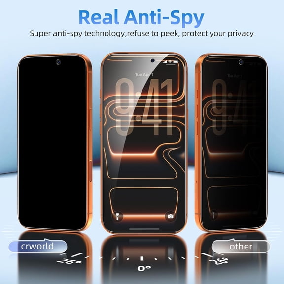UYWGF-Privacy Screen Protector Compatible with iPhone 17 Pro Max 6.9 inch with Alignment Frame, 4-Pack Anti-Spy Tempered Glass, Easy Auto-Alignment, Bubble-Free, Case Friendly